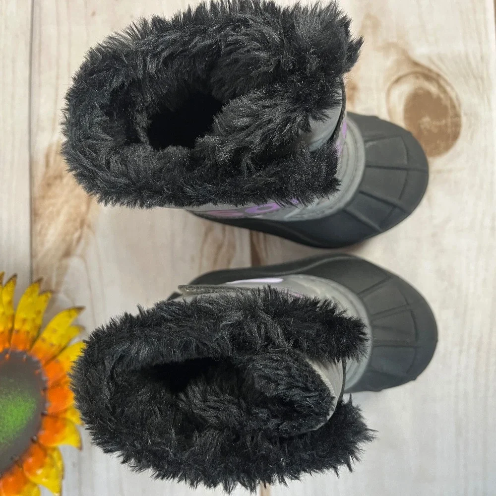 Toddler Sorel Winter Snow Commander Boots Gray Purple Waterproof Insulated 6C